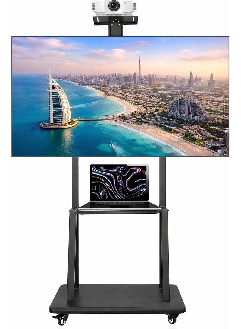 BrandTech Premium Heavy-Duty Mobile TV Stand Cart for 32–75 Inch TVs, Height Adjustable Rolling Floor TV Mount with Lockable Casters, 2-Tier AV Shelves, Max VESA 600×400 - Image 4