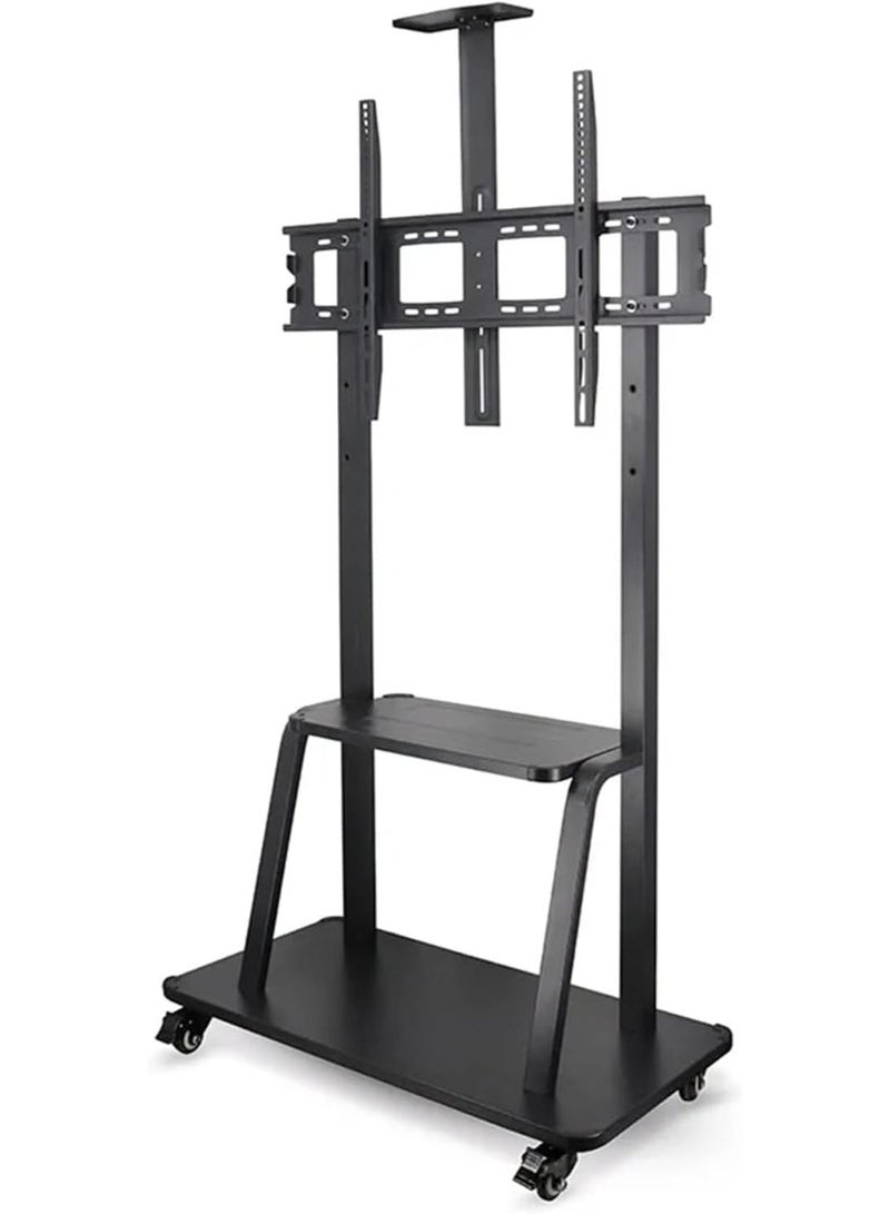 BrandTech Premium Heavy-Duty Mobile TV Stand Cart for 32–75 Inch TVs, Height Adjustable Rolling Floor TV Mount with Lockable Casters, 2-Tier AV Shelves, Max VESA 600×400 - Image 2