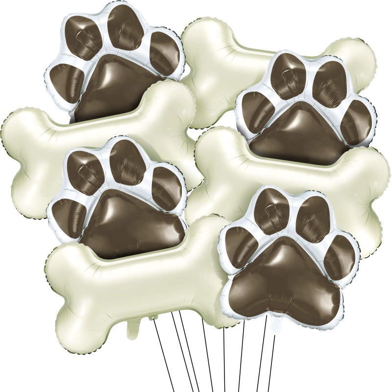 Skylety 8 Pcs Dog Balloons for Birthday Party Decorations Include 30 Inch Foil Dog Bone Shaped and 25. 6 Inch Helium Paw Print Balloons for Pet Puppy Party Supplies Baby Shower Christmas(Coffee) - Image 1