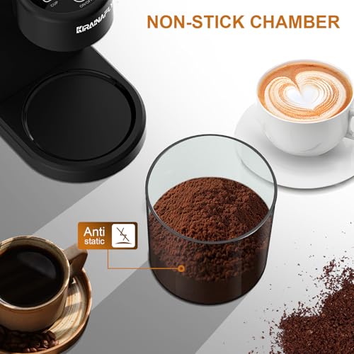KIRAINAFLY Conical Burr Coffee Grinder, Electric Coffee Bean Grinder with 25 Precise Grind Settings for Espresso/Drip/French Press, Smart Touch Control, Anti-static, Black - Image 5