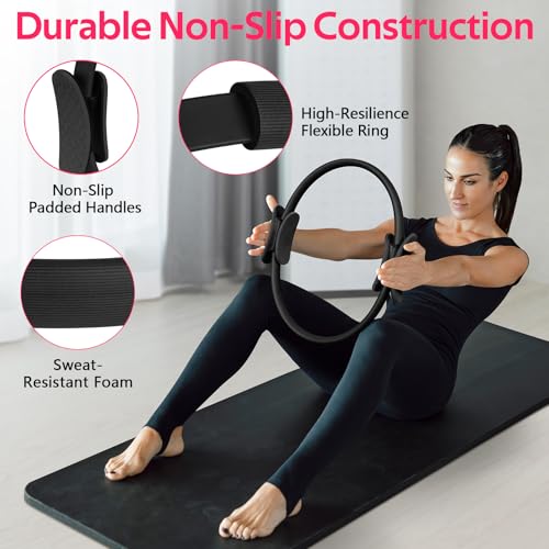 WALITO Home Pilates Kit for Women,Pilates Ring Set with Magic Circle,Resistance Bands,Figure 8 Workout Bands,Mini Ball, Compact Toning Fitness Essentials Starter Set Accessories Gift - Image 2