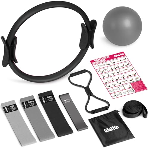 WALITO Home Pilates Kit for Women,Pilates Ring Set with Magic Circle,Resistance Bands,Figure 8 Workout Bands,Mini Ball, Compact Toning Fitness Essentials Starter Set Accessories Gift - Image 1