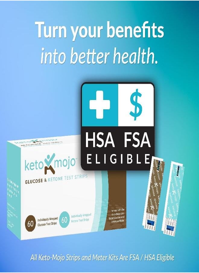Keto-Mojo KETO-MOJO Blood Glucose and Ketone Test Strips Combo Pack | 60 Glucose + 60 Ketone Strips (120 Count) | for Use Only with GK+ Meter  - Image 5