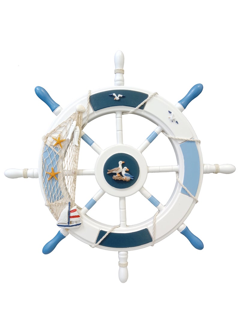 YINZUO Nautical Wall Wheel Mediterranean Boat Steering  for Wall Home Decoration - Image 1