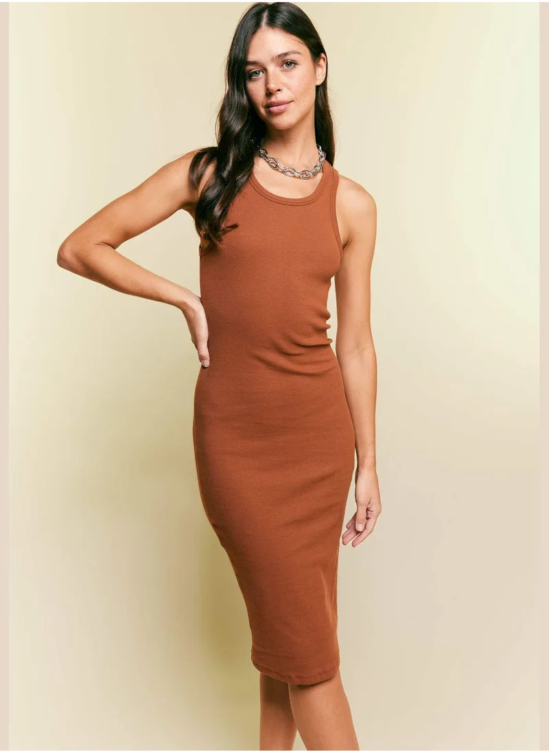 DeFacto Relax Fit Basic Cotton Halter Midi Dress