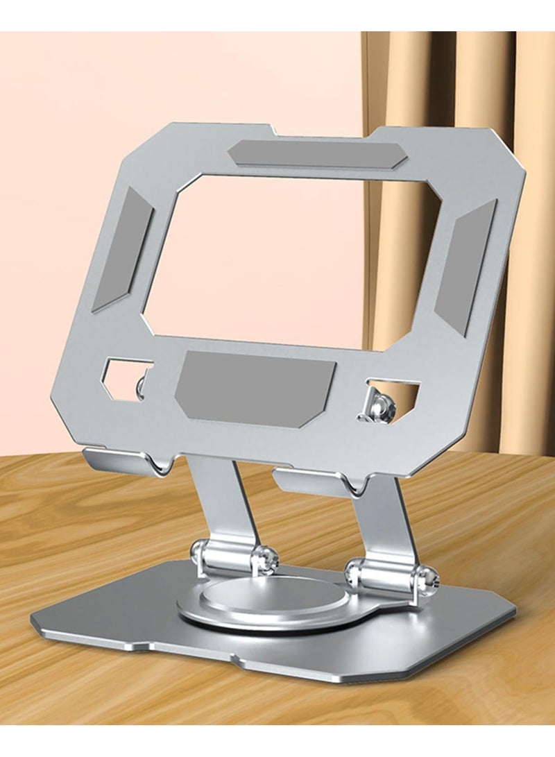 Foldable Aluminum Desktop Tablet Stand Holder with 360 Degree Rotating Adjustable Mount for iPad Pro Air Mini Samsung Galaxy Tab 4 to 13 Inch Devices Silver - Image 1