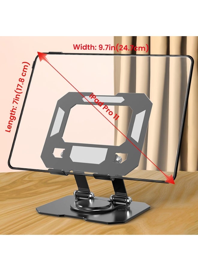 Foldable Aluminum Desktop Tablet Stand Holder with 360 Degree Rotating Adjustable Mount for iPad Pro Air Mini Samsung Galaxy Tab 4 to 13 Inch Devices Silver - Image 4