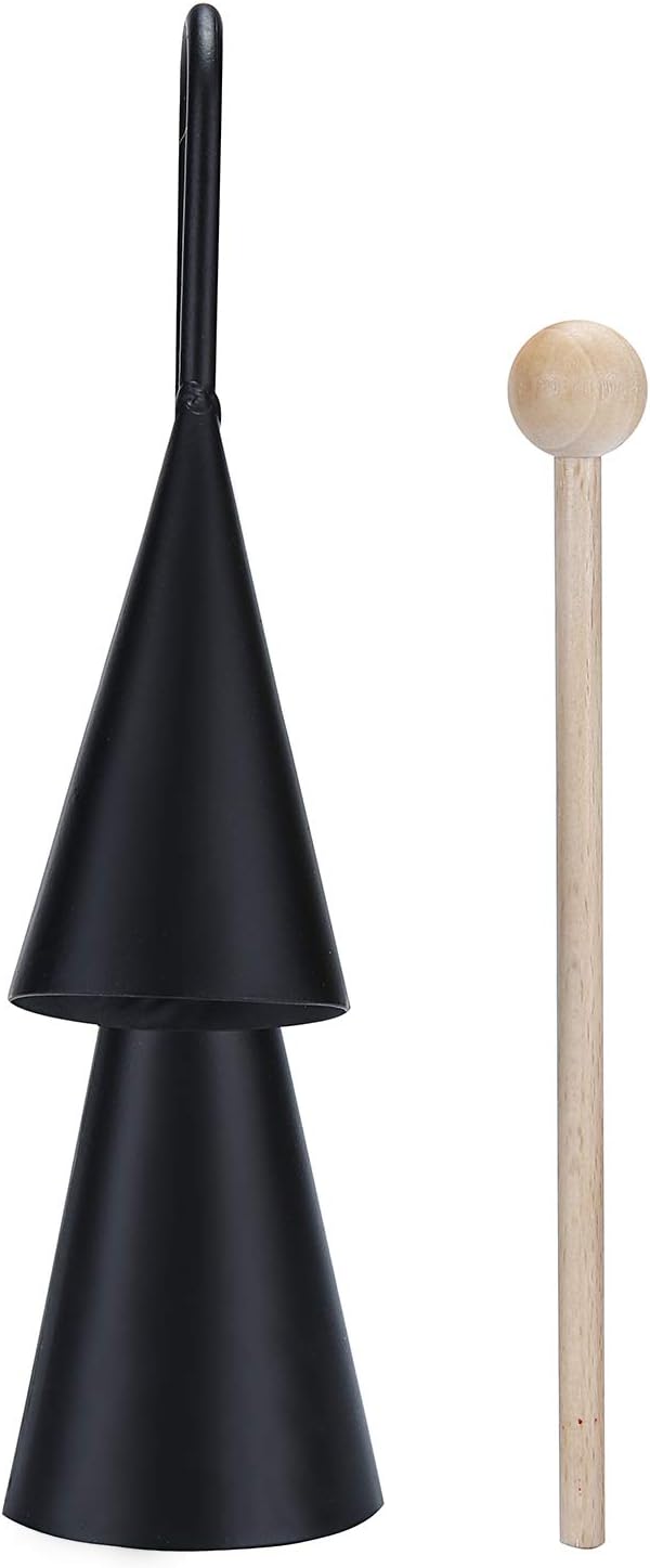 Mihey Agogo Bell Two Tone Traditional Handheld Latin Percussion Instrument with Wooden Stick - Image 2