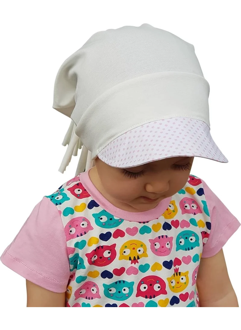 Babygiz 100% Cotton, Handmade, Extra Soft Baby Girl Child White Ecru Hat Beanie