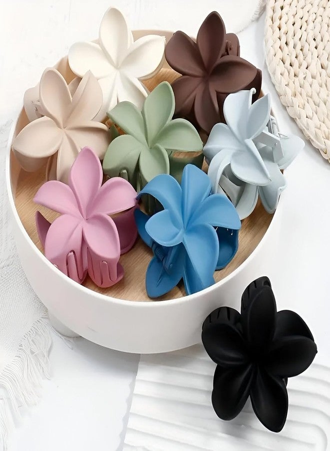 DIGALI ENTERPRISE DIGALI Flower Clutcher for Women Hair Claw Hair Clips For Women Curved Flower Leaf Matte Korean Hair Clips For Girls-Multicolor Pack (Maroon, Beige, Black, Light Brown, Pink, Blue, Brown, Green, Grey) (Flower Set of - 12) - Image 1