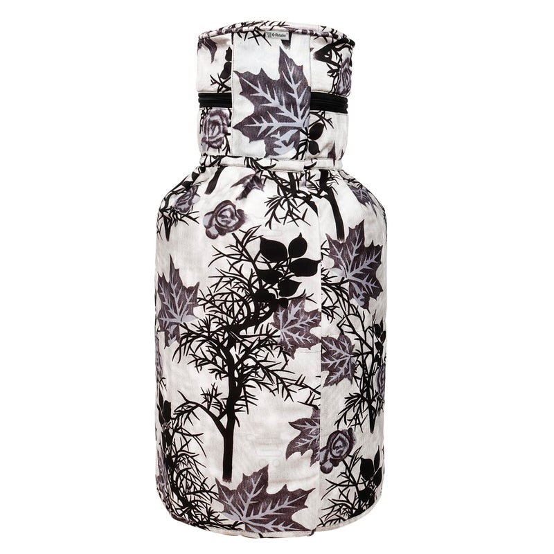 E-Retailer ERetailer Polyester 3Layered LPG Gas Cylinder Covers with Zip Enclosure Pack of 2 ColorFloral Black Size26x14 Inches - Image 5