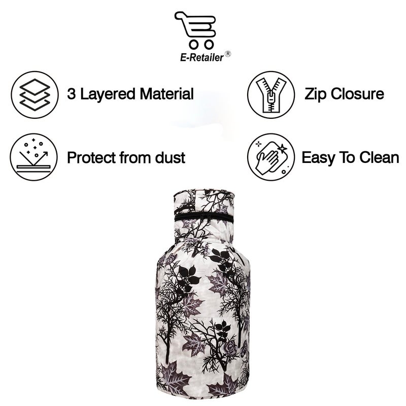 E-Retailer ERetailer Polyester 3Layered LPG Gas Cylinder Covers with Zip Enclosure Pack of 2 ColorFloral Black Size26x14 Inches - Image 3