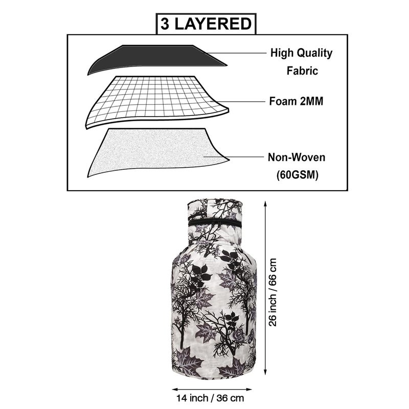 E-Retailer ERetailer Polyester 3Layered LPG Gas Cylinder Covers with Zip Enclosure Pack of 2 ColorFloral Black Size26x14 Inches - Image 2