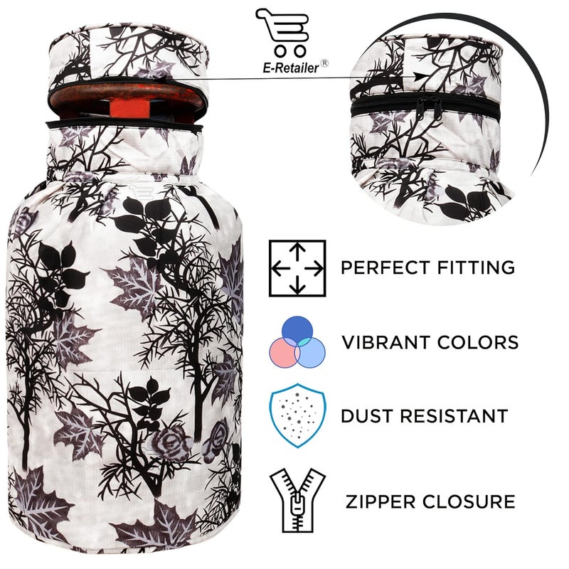 E-Retailer ERetailer Polyester 3Layered LPG Gas Cylinder Covers with Zip Enclosure Pack of 2 ColorFloral Black Size26x14 Inches - Image 4