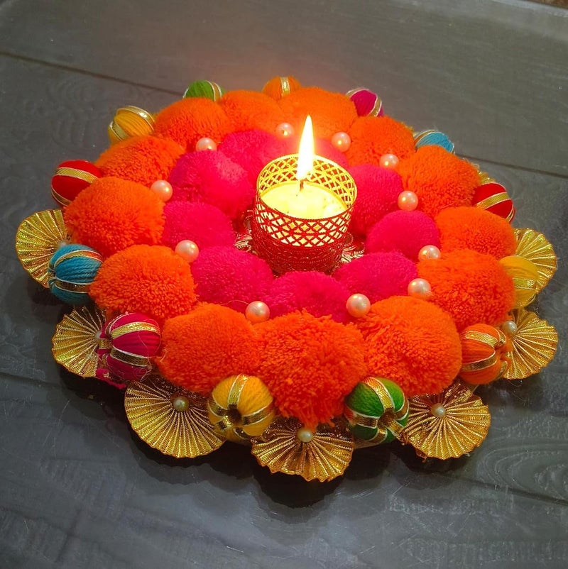 Unique Palette Rangoli Mats Tealight Candle Holder Rangoli for Home Decoration Decorative Diya Diwali Gift Candles Tea Light DiyaPack of 1