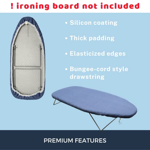 SAVUK 12.5 X 30 inch Smart Table top Ironing Board Cover and Pad with Standard Size, Fits Small, Mini Board, Easy Placement, Extra Thick Padding, Elastic Cord, Heat Resistance (12.5" X 30", Blue) - Image 3
