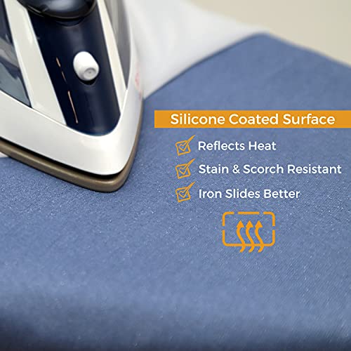SAVUK 12.5 X 30 inch Smart Table top Ironing Board Cover and Pad with Standard Size, Fits Small, Mini Board, Easy Placement, Extra Thick Padding, Elastic Cord, Heat Resistance (12.5" X 30", Blue) - Image 4