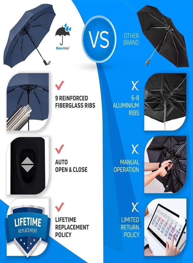 YEKDA Umbrella for Women | Umbrella for Men | UV Coated 3 Fold Umberallas for Rain with Auto Open and Close Small Folding Umbrella Travel Parasol with UV Protection (Black Color) - Image 4
