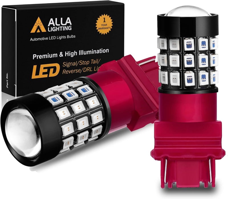 أضواء الفرامل LED المتقطعة من Alla Lighting النسخة المحسنة T25 3156 3157 مصابيح حمراء متلألئة 3057K 4057K 3457 4114 4157KX 3157KK 3157KX 3155 فائقة السطوع 2835SMD 12V