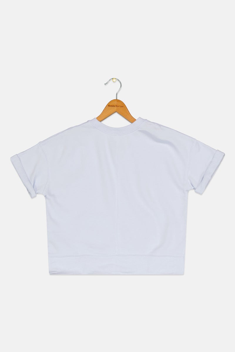 Nike Kids Girl Crew Neck Short Sleeve Training Top, Sky Blue Combo - Image 2