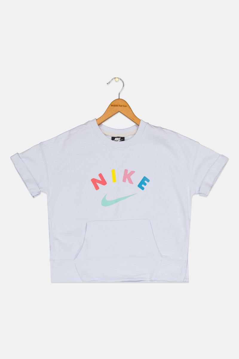 Nike Kids Girl Crew Neck Short Sleeve Training Top, Sky Blue Combo - Image 1