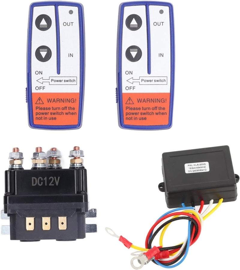 LICAEVEY Winch Cordless Remote, 12V 500A Winch Solenoid Relay Contactor and 2pcs Cordless Winch Remote Control Kit with 6 Protecting Caps Universal for Garden Tractor, Snowmobile - Image 1