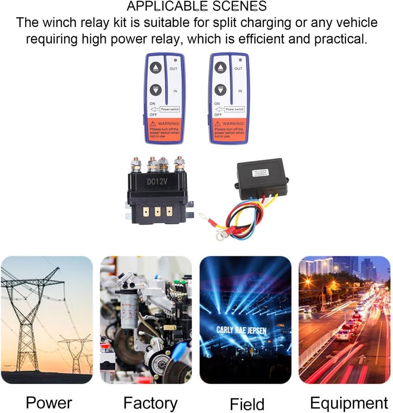 LICAEVEY Winch Cordless Remote, 12V 500A Winch Solenoid Relay Contactor and 2pcs Cordless Winch Remote Control Kit with 6 Protecting Caps Universal for Garden Tractor, Snowmobile - Image 3