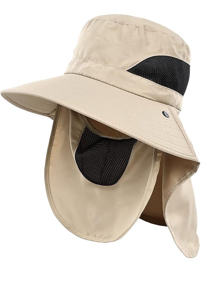Generic Summer Sun Hats Protection Outdoor Hunting Fishing Cap for Hiking Camping Visor Bucket Hat Removable Fisherman Hat(Khaki) - Image 1