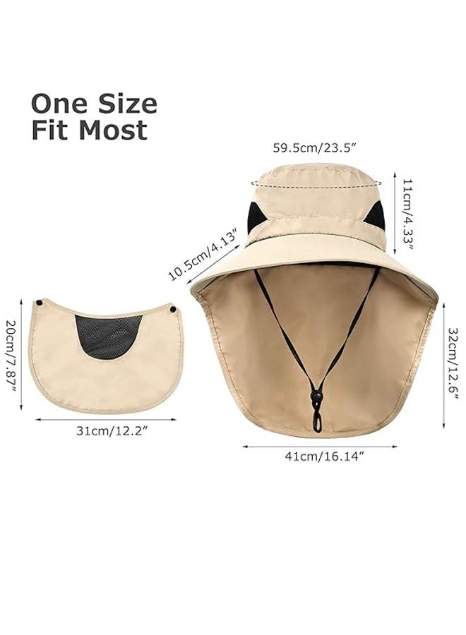 Generic Summer Sun Hats Protection Outdoor Hunting Fishing Cap for Hiking Camping Visor Bucket Hat Removable Fisherman Hat(Khaki) - Image 3