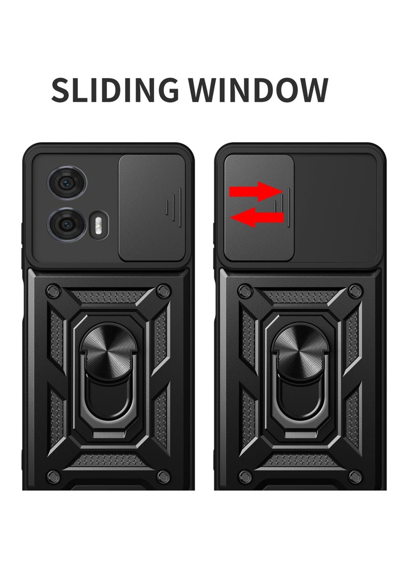 Generic - for Motorola Edge 50 Fusion Case, Slide Camera Lens Cover, Magnetic Ring Holder Kickstand Protective Phone Case for Motorola Edge 50 Fusion, Blue - Image 1