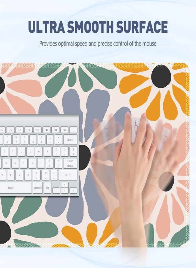 Lauspuck XXL Large Mouse Pad, Rubber Base Mousepad, Big Desk Mat with Stitched Edges, Computer Mouse Mat for Office, Home -Colorful Flower - Image 3
