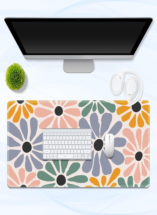 Lauspuck XXL Large Mouse Pad, Rubber Base Mousepad, Big Desk Mat with Stitched Edges, Computer Mouse Mat for Office, Home -Colorful Flower - Image 2