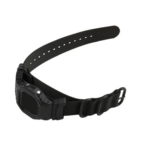XIW Compatible for 16mm Casio G-shock GA-100 400 GD120 DW-D5500 5600E DW-6900-9052 GW-9400 Ballistic Nylon Watch Band Replacement for men Silicone Wirstband Strap women Bracelet, Black - Image 2