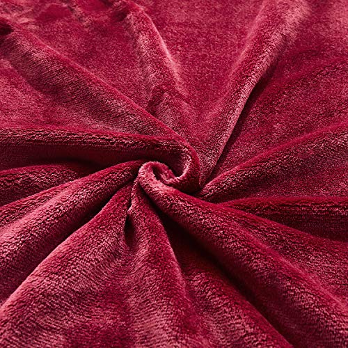 TASTHROW Large Flannel Fleece Throw Blanket, 50×70 Inch - Cozy Lightweight Thick Blanket - All Seasons Suitable for Women, Men and Kids (Burgundy) - Image 2