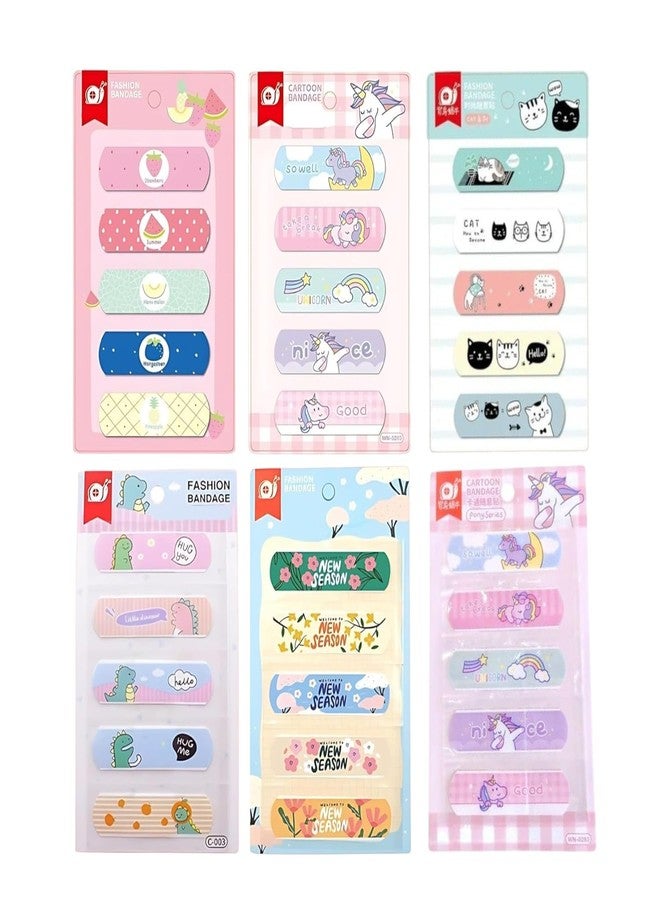 BLIXAR Cartoon Bandages for Kids 30Pcs – Waterproof Breathable Adhesive Band Aids with Cute Designs (Fruits, Dinosaurs, Unicorns, Flowers & Animals) – Hypoallergenic, Gentle & Flexible First Aid for Cuts and Scrapes - Image 1