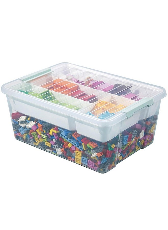 WMM Toys Storage Organizer Bins for Lego, Building Blocks Storage, Storage Containers for Building Brick Storage, Plastic Stackable Organizer Bin Toy Chest (Transparent)  - Image 2