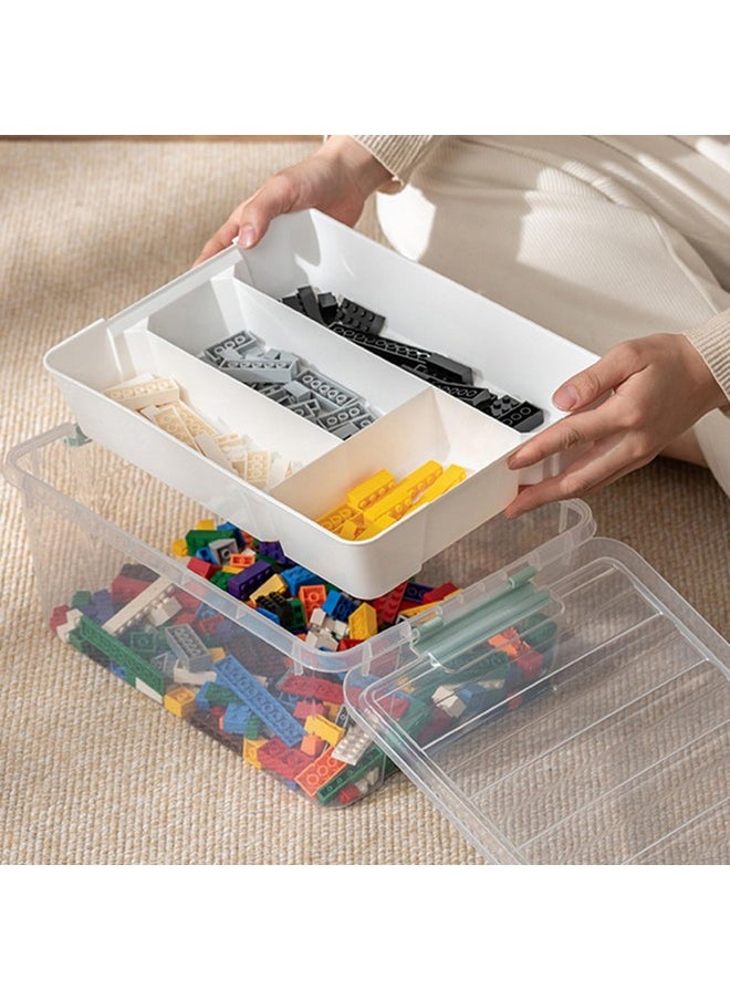 WMM Toys Storage Organizer Bins for Lego, Building Blocks Storage, Storage Containers for Building Brick Storage, Plastic Stackable Organizer Bin Toy Chest (Transparent)  - Image 1