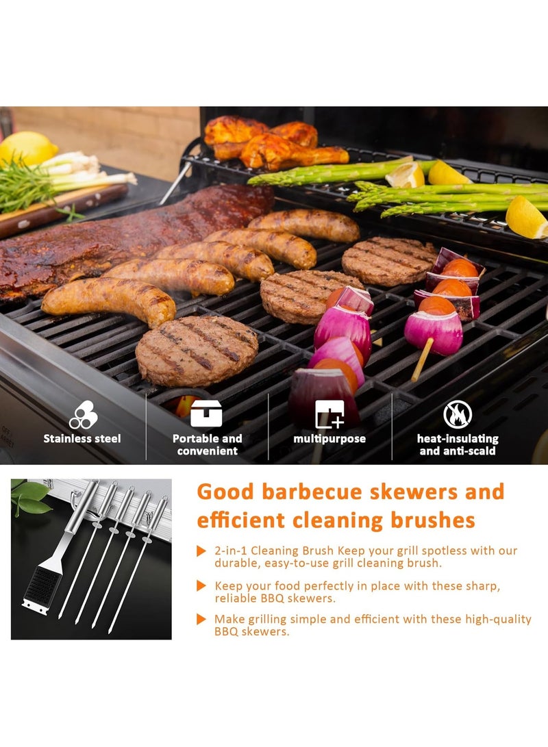 BLOOMING TIME 26-Piece Heavy Duty Stainless Steel BBQ Grill Tool Set with Aluminum Case – Complete Outdoor Barbecue Accessories Kit with Tongs, Spatula, Fork, Basting & Cleaning Brushes, Skewers & Corkscrew – Perfect Gift for Men & Grill Lovers - Image 3