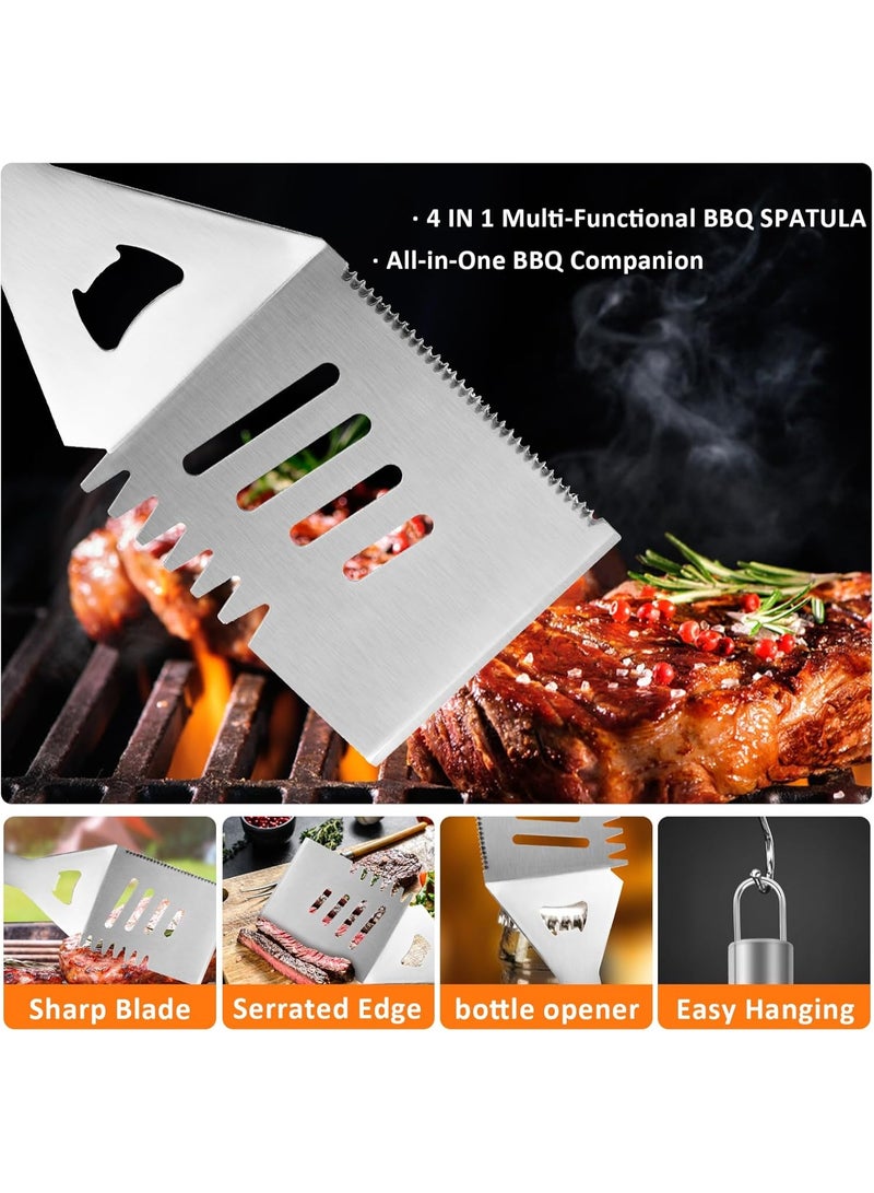 BLOOMING TIME 26-Piece Heavy Duty Stainless Steel BBQ Grill Tool Set with Aluminum Case – Complete Outdoor Barbecue Accessories Kit with Tongs, Spatula, Fork, Basting & Cleaning Brushes, Skewers & Corkscrew – Perfect Gift for Men & Grill Lovers - Image 2