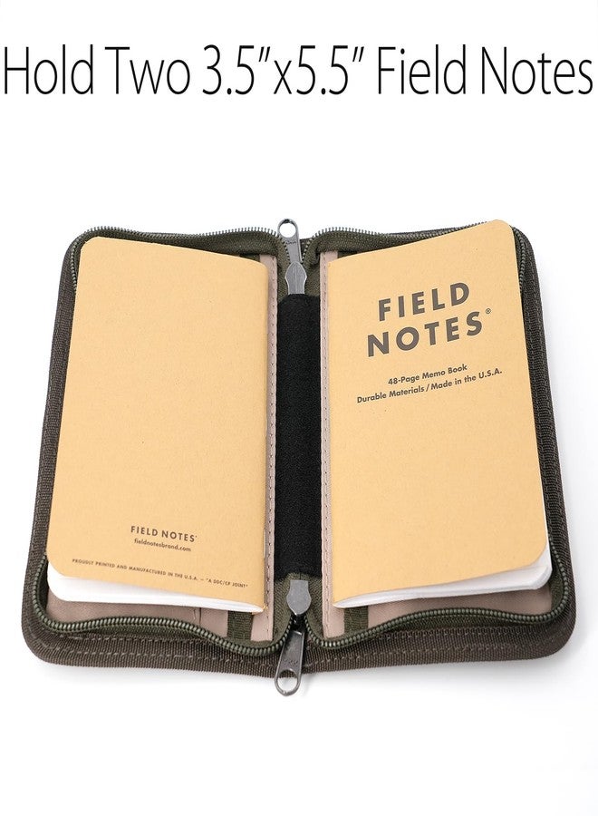 diodrio 3.5” x 5.5” Journal Cover for Field Notes Moleskine Cahier YKK Zipper, A Rugged Waxed Canvas Cover for Pocket Notebook Journal Sketchbook with Pen Holder, Water Resistant, Olive. - Image 5