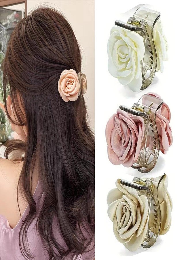 YUISI 3Pcs Flower Hair Clip Set, Hair Accessories for Woman, Stylish Spring-Claw Clips, Suitable for Half-Up Hairstyles, Made of Acrylic, Suitable for Women and Girls - Image 1