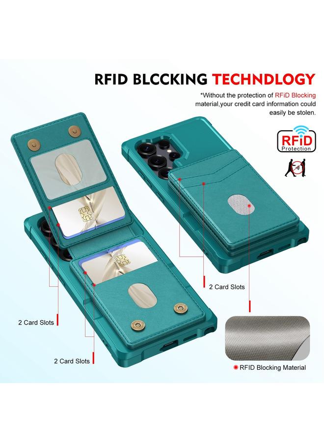 S-TOP Case For Samsung Galaxy S24 Ultra 5G 2-in-1 Magnetic Wallet MagSafe Leather Back Phone Case - Image 3