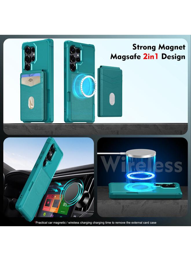 S-TOP Case For Samsung Galaxy S24 Ultra 5G 2-in-1 Magnetic Wallet MagSafe Leather Back Phone Case - Image 5