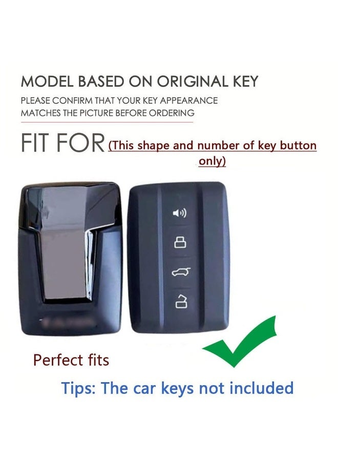 NOSKIN Gray Metal Leather 4 Buttons Key Fob Shells,Compatible with Great Wall Tank300 Tank500 GWM WEY,For Haval Keyless Key Covers With Keychain. (B) - Image 2