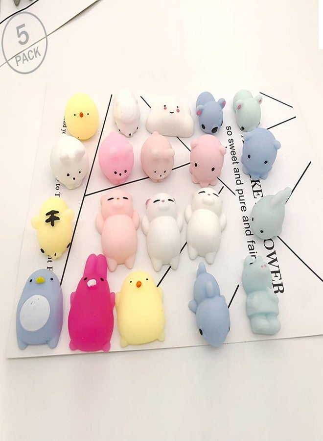 LABEAUTE Kawaii Mochi Squishy Toys - Mini Animal Squishies, Pinata Khoi Bag Treats/ fillers, for Kids Birthday, Party Favors (Assorted, 5 Pack) - Image 2