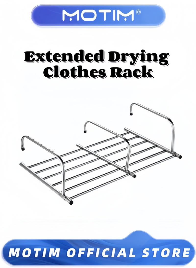 Motim Extended Drying Clothes Rack Stainless Steel Retractable Towels Rack Balcony Windowsill Foldable Laundry Racks Guardrail Corridor Drying Rack Outdoor Telescopic Shoe Rack (86-158 * 42cm) - Image 1