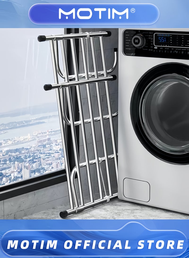 Motim Extended Drying Clothes Rack Stainless Steel Retractable Towels Rack Balcony Windowsill Foldable Laundry Racks Guardrail Corridor Drying Rack Outdoor Telescopic Shoe Rack (86-158 * 42cm) - Image 5