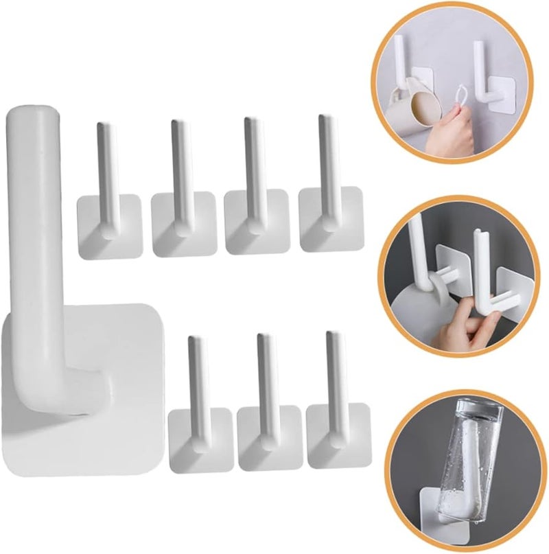 8 Pack Adhesive Shower Hooks Waterproof Bathroom Wall Organizer White - Image 4