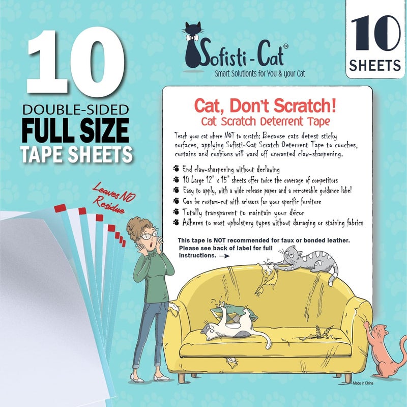 Sofisti-Cat Sofisti - Cat Scratch Deterrent Tape for Furniture – 10 Double Sided Anti Scratching Sticky Tape - Cat Scratch Furniture Protector – Cat Training Tape Teaches Your Kitty Not to Scratch Your Couch - Image 1