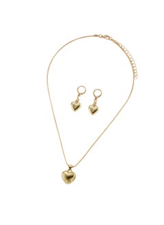 Huitich Minimalist Gold Colour Heart Pendant Jewelry Set Necklace & Earrings  - Image 1